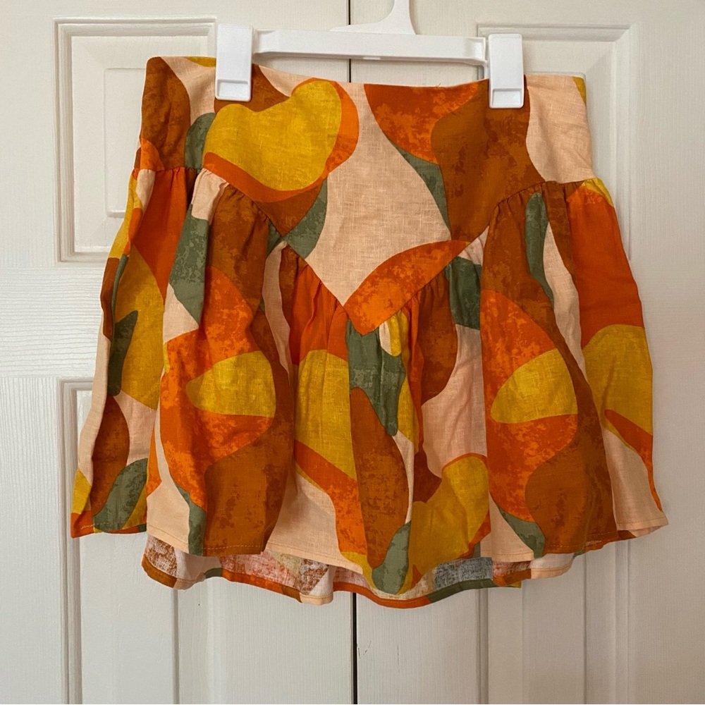 Target x Fe Noel mini skirt, NWT, size 10, orange/yellow pattern